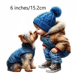 2 pcs Adorable Puppy & Companion Funny Car Bumper Sticker,6 Inch Vinyl Decal, Waterproof,Die-Cut for Cars,Windows,Laptops