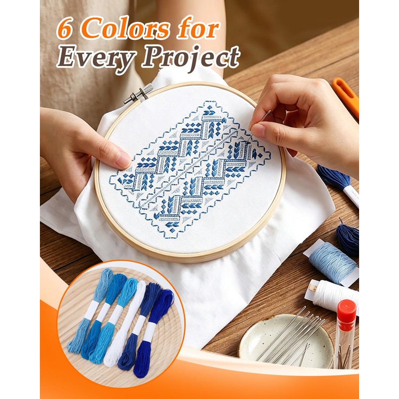 eZAKKA 51 Pack Blue Sashiko Kit with 30 Templates, 9