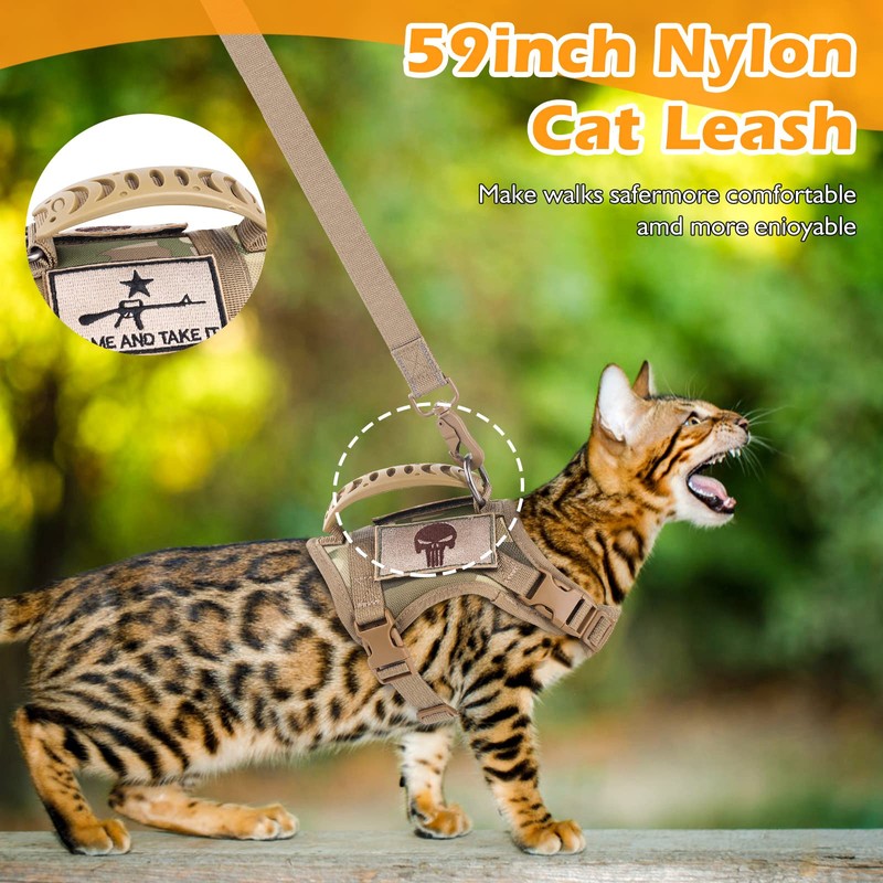 SALFSE Tactical Cat Harness and Leash Set for Walking Escape