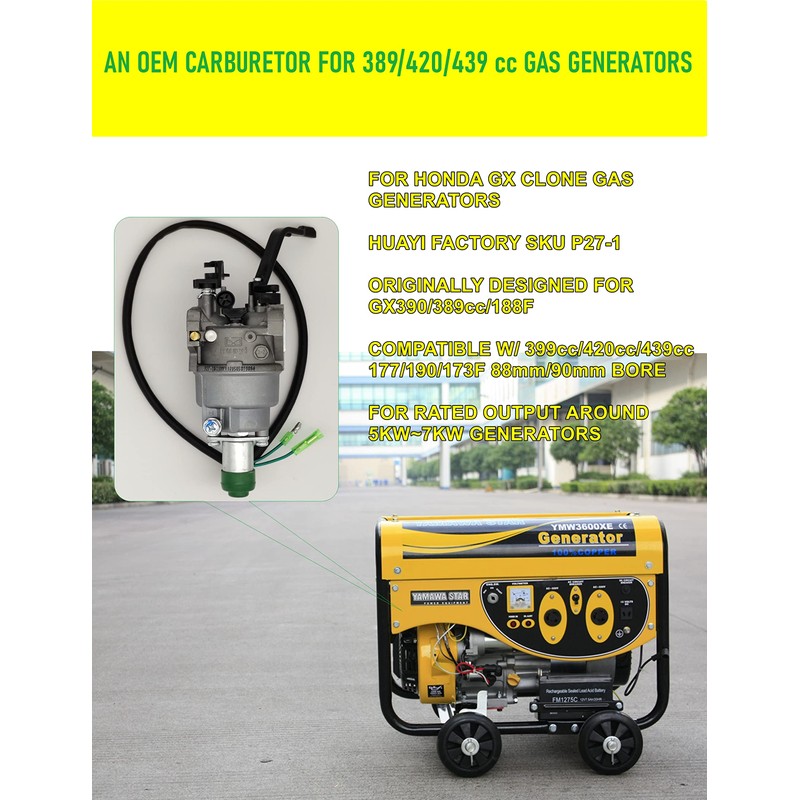 YAMAKATO Huayi P27-1D Gasoline Generator Carburetor Kit OEM for Champion