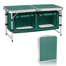 Camp Field Camping Folding Aluminum Table with Adjustable Legs for Outdoor Travel Beach, Backyards, BBQ, Party and Picnic Foldable Table