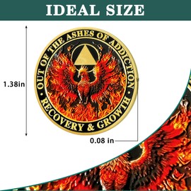 2 Years Phoenix Triangle Sobriety Coin – AA Chips and Medallions for Sobriety Token with Anniversary Year for Men & Women in Recovery
