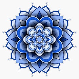 3D Blue Mandala flower Vinyl Bumper Sticker Size 5"