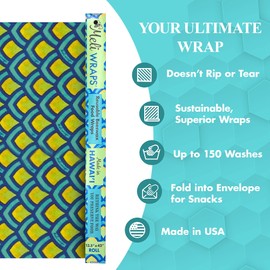 Meli Wraps - Reusable Beeswax Wrap Roll, Zero Waste Beeswax Wraps for Covering Food, Kitchen Roll for Food Storage, 13.5 x 42, Scales
