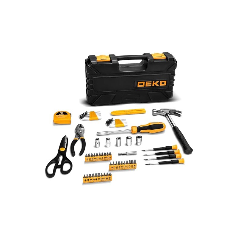 62-Piece Household Tool Set：Small Basic Home Tool Kit with Plastic