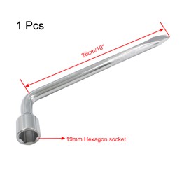 Piutouyar 19mm Car Spare Tire Wrench, Heavy Duty Tire Lug Wrench, Hexagon Slotted End Socket L-shaped Repair Tool