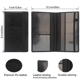 FACATH Leather Car Registration and Insurance Holder - Vehicle Glove Box Car Organizer,Auto Truck Comparment Accessories Case with Magnetic Closure for Driver License, Cards (Black)