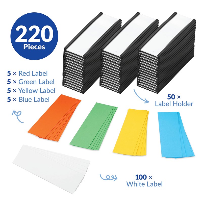 50 Pack "C" Channel Magnetic Label Holders 1x3 with 100
