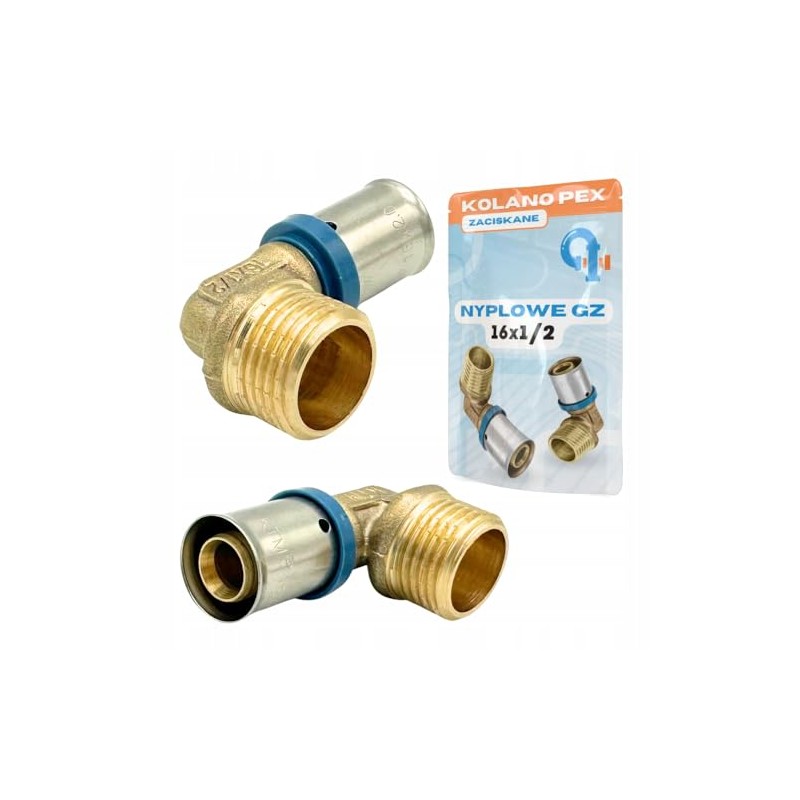 Rimex Press Fitting Angle 16 x 1/2 Inch, PEX Brass