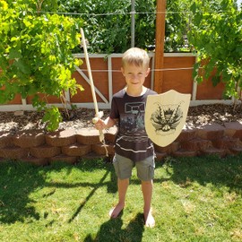 Adventure Awaits! Wooden Toy Sword and Shield Set for Kids | 2 Pack | Knight Style Sword with Jute Wrapped Handle | Lightweight and Durable for Imaginative Kids | Set of 2 (Ryu Dragon)