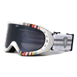 Khan Retro White - Adjustable Snow Goggles for winter skiing and snowboard with 100% UV Protection. One size fits all.