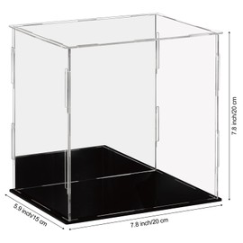 Dezzer Acrylic Display Case Box with Black Base, Assemble Countertop Clear Acrylic Dustproof Protection Showcase for Action Figures Toys, Collectibles, Home Storage (20x15x20cm)