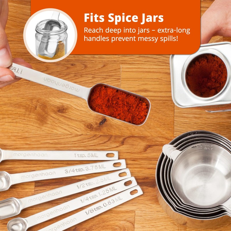 Morgenhaan Heavy-Duty 304 Stainless Steel Measuring Cup Set (18-Piece) -