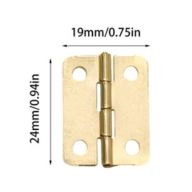 Adyoney 60 Pcs 24mmx19mm / 0.94" x 0.75" Gold Mini Hinges, 1 Inch Iron Rounded Corner Hinge, 1 Inch Cabinet Hinge for Jewelry Box, Drawer Cabinet Furniture
