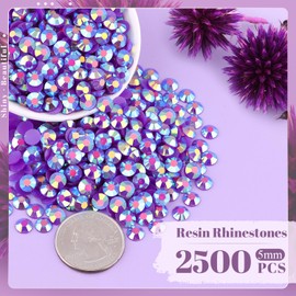2500PCS 5mm Resin Jelly Rhinestones in Bulk (Dark Purple AB), Bedazzling Flatback Crystals Rhinestones for Crafting DIY Nail Decoration, Gems Diomand Charms for Tumbler Shoes Clothing Fabric