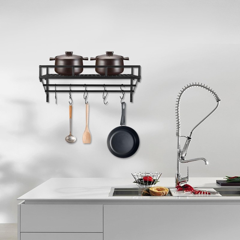 DYRABREST 24 Inch Wall Mounted Pot Rack with 10 Hooks,