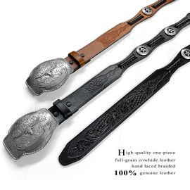 State of Texas Longhorn and Star Western Embossed Leather Belt (38, Black)