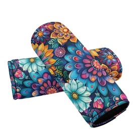 BIGCARJOB Set of 2 Pcs Luggage Handle Wraps with Blossom Lotus Print Suitcase Handle Sleeve Cover Identifier Travel Bag Wraps Washable Trolley Case Grip Cover Set Travel Accessories