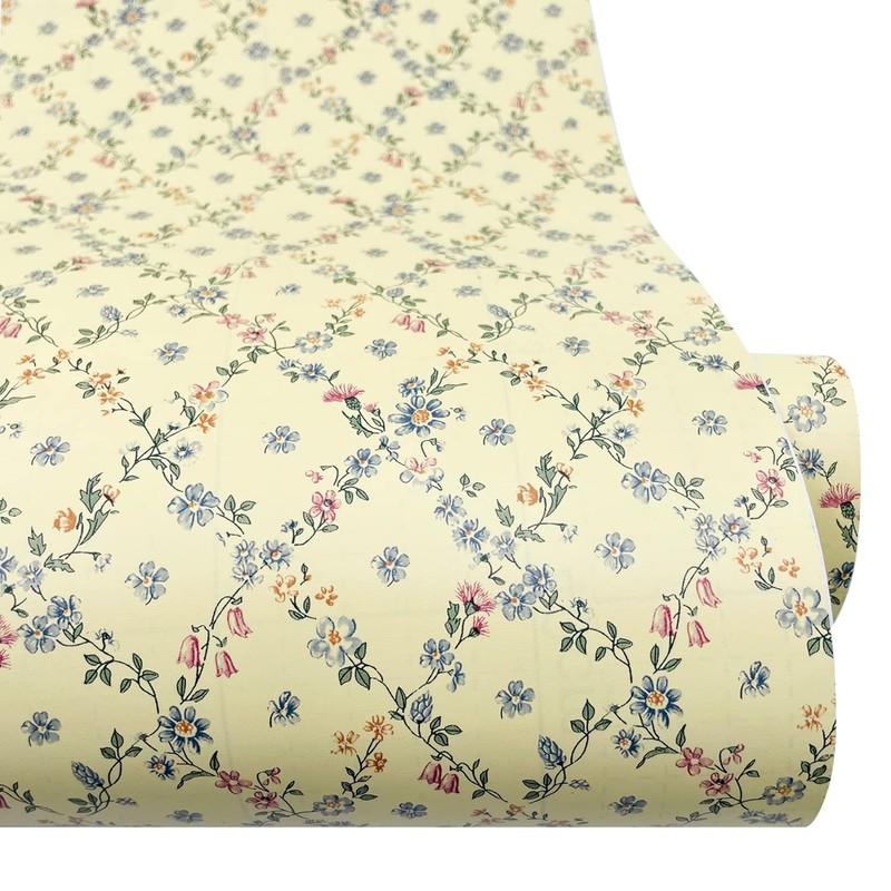 Yifasy 29.5 feet Roll Purple Floral Shelf Liner Yellow Self-Adhesive