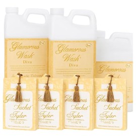 Tyler Candle Glamorous Wash Diva Half Gallon (64 OZ) Laundry Detergent/with Glamorous Sachet (64 oz (w/Sachets))