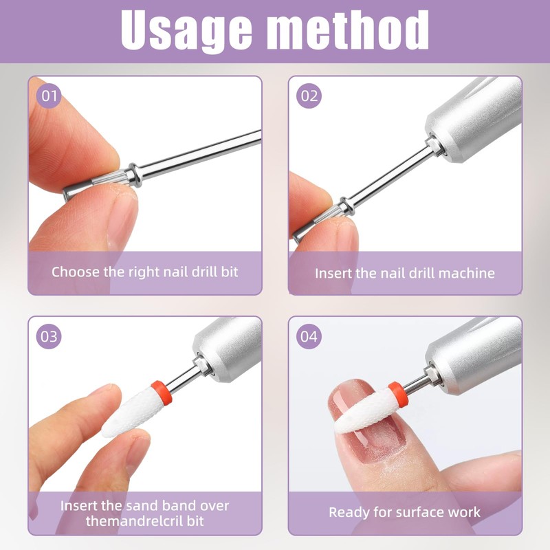 4PCS 3/32 Shank Mandrel Nail Drill Bits, Small Sanding Bands