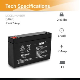 Casil 6 V 7 AH Battery Deep Cycle Rechargeable SLA AGM Battery with F1 Terminal for Electric Fences, UPS Backup Systems, Solar Power (1 Pack)