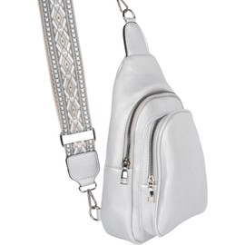 styleBREAKER Women's One Shoulder Backpack, Geometric Patterned Shoulder Strap, Plain Crossbody Bag, City Backpack, Sling Bag 02012400, silver