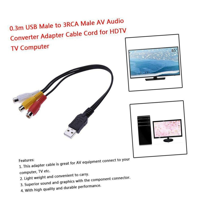 CAXUSD USB to Audio Cables Set Adapter for Tv and