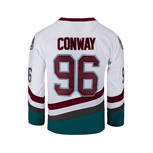 Youth Ducks Movie Shirts Ice Hockey Jersey (96 Conway White, Small)