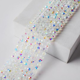 FZH 10mm White AB Rondelle for Jewelry Making 250pcs Faceted Briolette Shape Crystal Spacer Beads Assortments Supplies Accessories for Bracelet Necklace for Wholesale