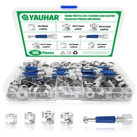 Yauhar 150Pcs 3-in-1 Furniture Cam Lock Nut Connectors Fittings with Dowels, Fastener Connecting Lock Nut Bolt for Closets Bed Furniture Connecting