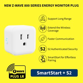 Minoston 800 Z-Wave Plug with Energy Monitoring, Z-Wave Plus Mini Outlet Built-in Repeater Range Extender, Z-Wave Hub Required, Alexa and Google Assistant Compatible (MP21ZP)