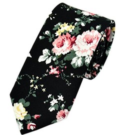 Geek-M Men's Tie Floral Fashion Neck Ties Causal Formal Occasion Wedding Business (Black)