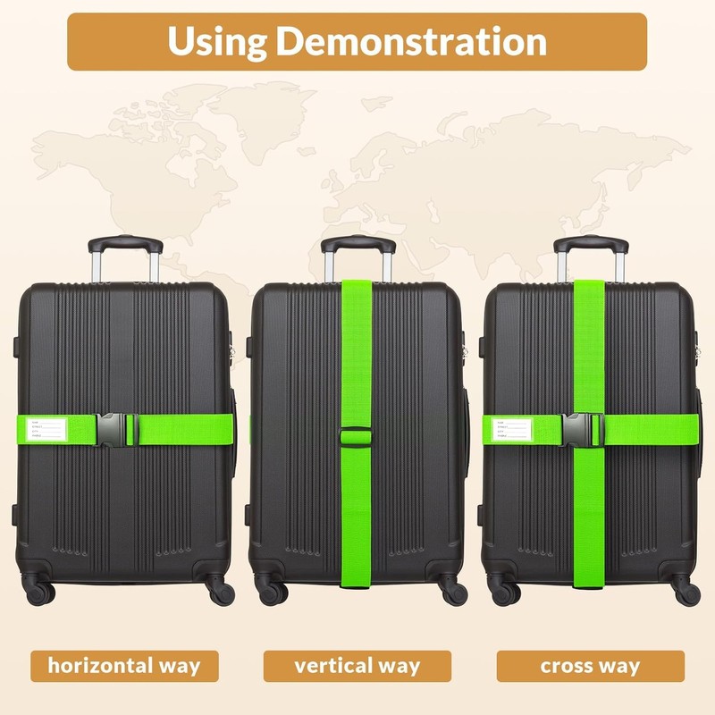 4 Pack Luggage Straps, 2M Adjustable Belts Keep Suitcase Secure