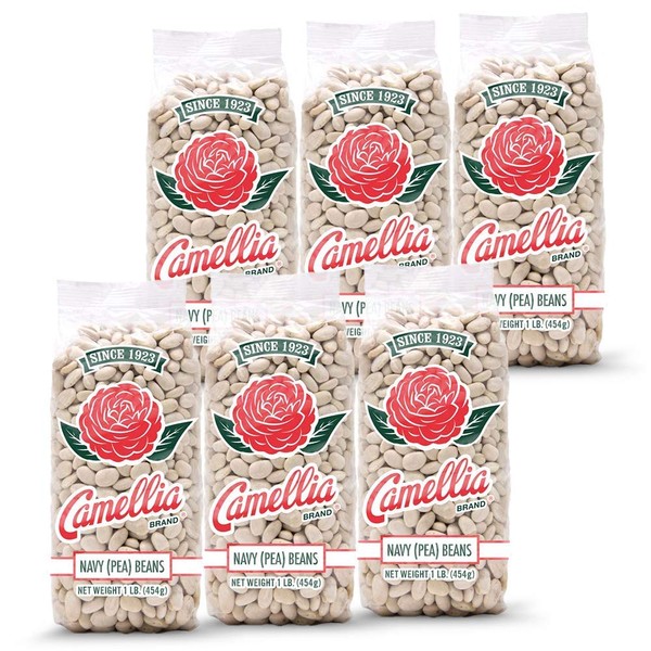 Camellia Brand Dried Navy (Pea) Beans, 1 Pound (6 Pack)