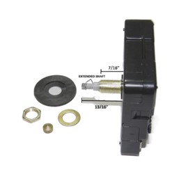 High Torque Quartz Clock Movement (Silent Sweep) Extended Shaft for Long Hands - Medium Shaft - 7/16", Wall Clock, Wood Craft