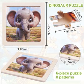 Hshenjhu Children's Puzzle, Wooden Puzzle for Children Set, Wooden Puzzle with 6 Pieces Each, Toy for Children, Animal Puzzle Wooden Educational Toy, Perfect for Boys and Girls from 2 Years +