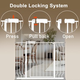 ALLAIBB Extra Wide Pressure Mount Baby Gate Auto Close Metal Child Dog Pet Safety Gates with Walk Through for Stairs,Doorways,Kitchen and Living Room (52.76-57.48"/134-146cm)