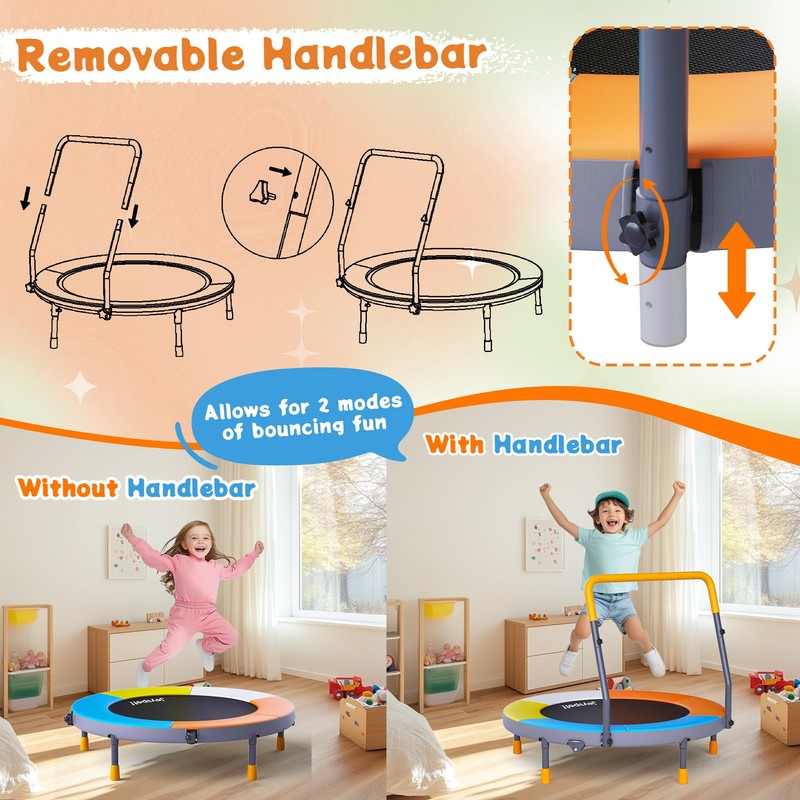Premium 3FT Foldable Toddler Trampoline for Kids Ages 1-6, 36