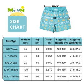 BIG ELEPHANT Pack of 2 Boys' Swimming Shorts with Compression Lining, UPF 50+ UV Protection, Quick Drying, Comfortable Swimming Shorts for Children, Shell Green/Leaves Blue