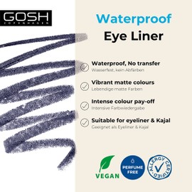 GOSH Matte Eyeliner in Mysterious Night Blue, Creamy Soft Texture for Easy Application, High Coverage, Ideal for Smokey Eyes, Perfect with Mascara, Vegan & Fragrance-Free, 009 Midnight Blue