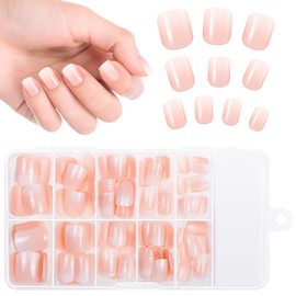 Kiiwah Pack of 120 Press On Nails French for Women, Natural Colour Gradient French Tips Fingernails for Sticking Fake Nails for Women & Girls Nail Art