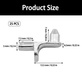 25 Pcs Shelf Support Pegs, Shelf Pins, Stainless Shelf Support for 5 mm Hole, Cupboard Shelf Pegs for Furniture Kitchen Cabinet Bookcase Closet Wardrobe Cupboard Wood Glass Shelves Supports