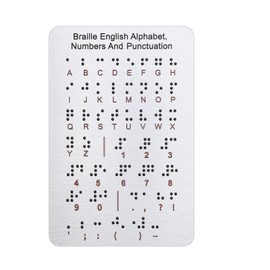 Braille Alphabet Board, Aluminum Letter Fingerboard Portable Carved Dots Numbers Board Braille Gifts Alphabet Chart Visually Impaired Products for Blind People Beginners Teaching Aid (Sliver)