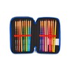 Seven Sonic Pencil Case for School with 3 Zips, Red,