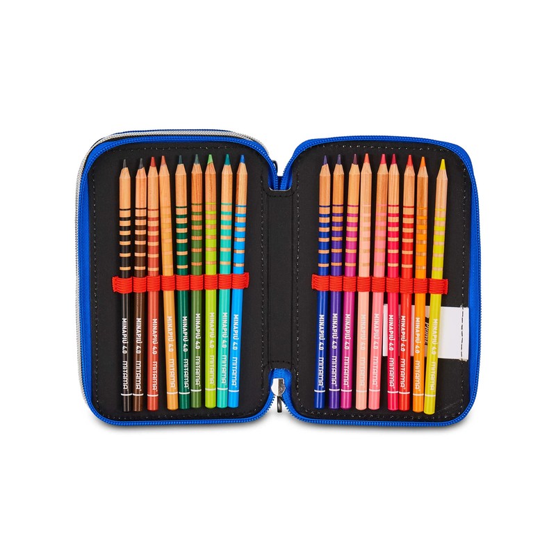 Seven Sonic Pencil Case for School with 3 Zips, Red,