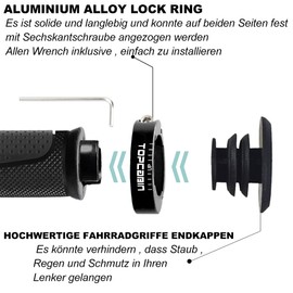 TOPCABIN Bicycle Grips Short Mini Bicycle Handlebar Grips Fit Many Standard Bikes Length 3.5 Inch 1 Pair (Aluminium Double Lock (Black 90 mm))