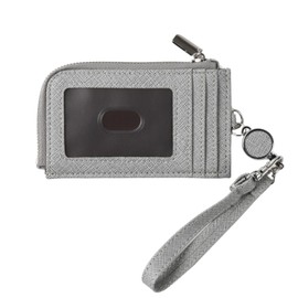 QUARE Women's Pass Case, Card Case, Commuter Holder, Key Case, with Reel, Thin, Large Capacity, Multi Case, Coin Purse, Suica, gray
