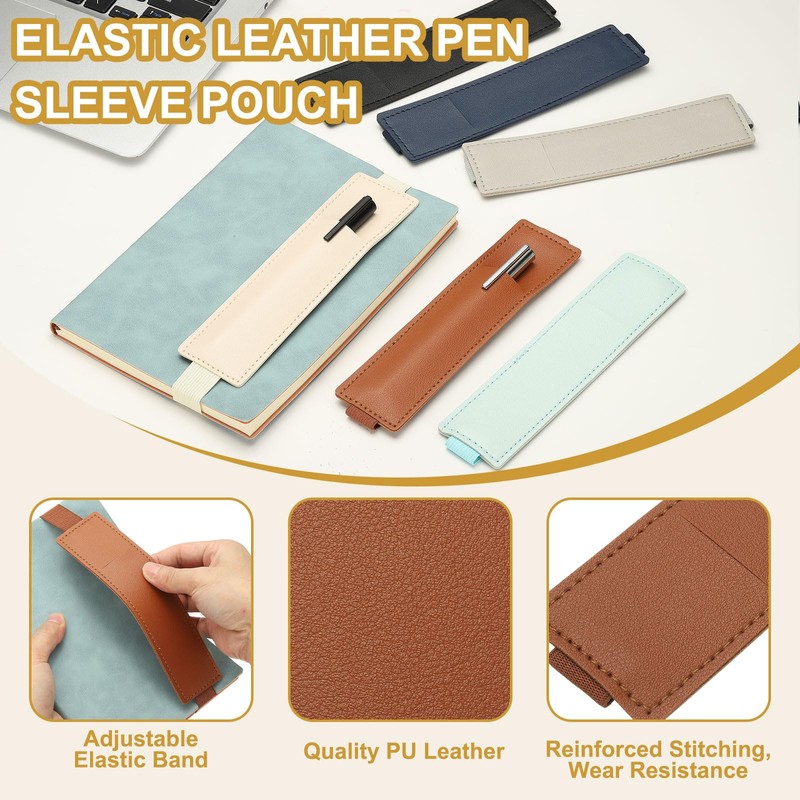 PATIKIL Elastic Notebook Pen Holder Adjustable Hold Holder PU Leather