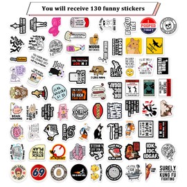 130 PCS Funny Stickers for Adults Graffiti Stickers Laptop Stickers Aesthetic Waterproof Vinyl Stickers Variety for Computer Skateboard Luggage Car Motorcycle Bike Decal for Teens Adults Boys